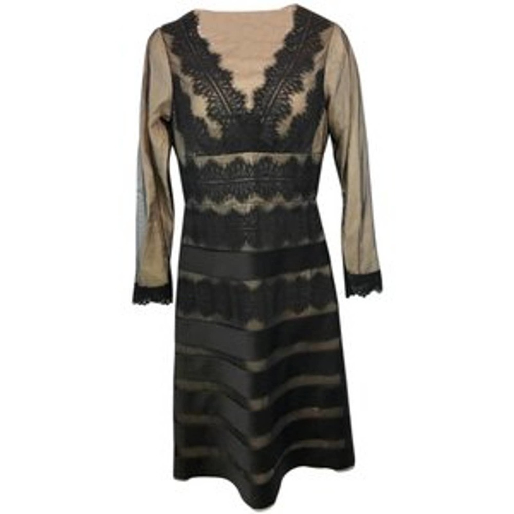 JS Collection Nude Underlay Black Lace Dress 4
